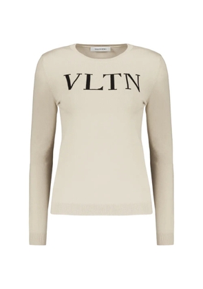 Valentino Garavani logo-intarsia crew-neck sweater - Neutrals