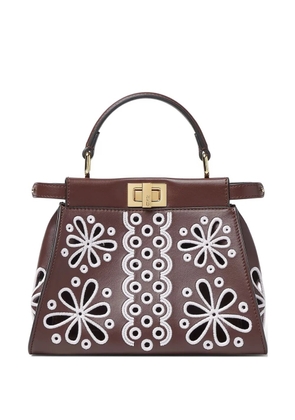 FENDI mini Peekaboo flower design tote bag - Brown