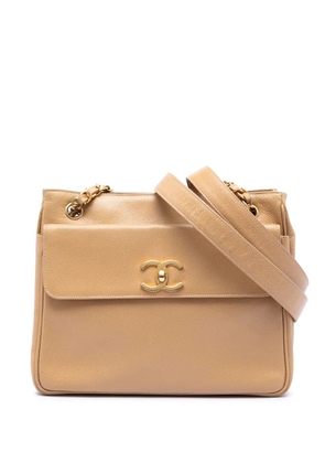 CHANEL Pre-Owned 1994-1996 CC Caviar Front Pocket Chain shoulder bag - Neutrals