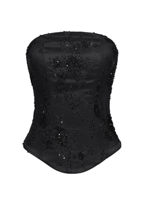 ALEXIA & ANTONIA embellished silk corset - Black