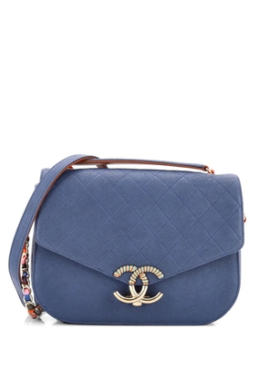 CHANEL Pre-Owned Thread Around Flap Bag Quilted Caviar Medium shoulder bag - Blue