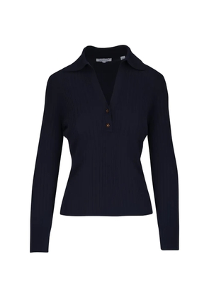 Veronica Beard button ribbed polo shirt - Blue