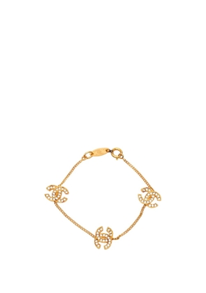 CHANEL Pre-Owned 1982 CC Gold Plated Rhinestone Bracelet costume bracelet