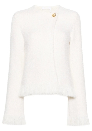 Chloé frayed-detail bouclé tweed jacket - Neutrals