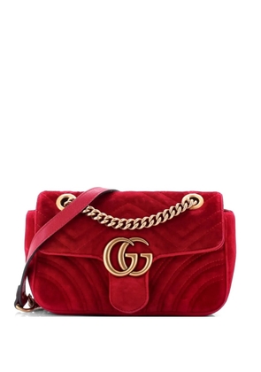 Gucci Pre-Owned GG Marmont Flap Bag Matelasse Velvet Mini shoulder bag - Red