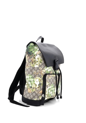 Gucci Pre-Owned Buckle Blooms Print GG Coated Canvas and Leather backpack - Brown