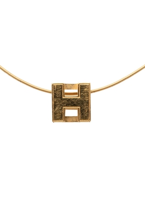 Hermès Pre-Owned 2000-2020 Gold Plated Enamel Cage D H Pendant Necklace costume necklace