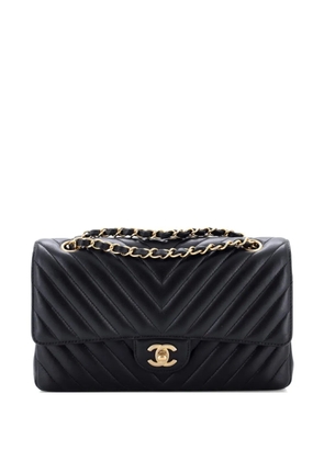 CHANEL Pre-Owned Classic Double Flap Bag Chevron Lambskin Medium shoulder bag - Black