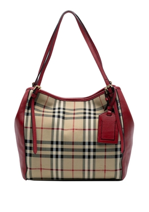 Burberry Pre-Owned 2000-2017 Small Haymarket Check Canvas and Leather Canterbury tote bag - Red