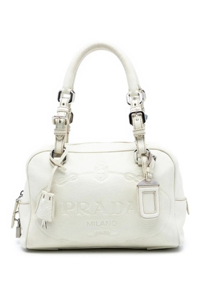 Prada Pre-Owned 2013-2025 Vitello Daino Embossed Logo Bauletto Bag handbag - White