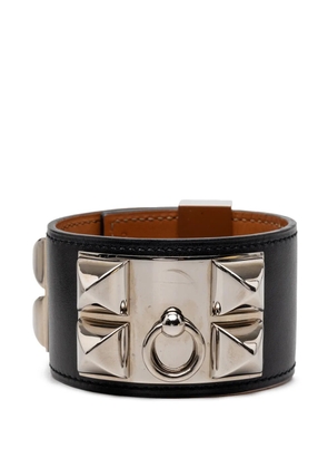 Hermès Pre-Owned 2014 Swift Leather and Palladium Plated Collier de Chien Bracelet S costume bracelet - Black