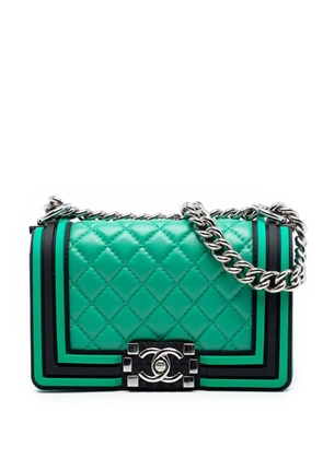 CHANEL Pre-Owned 2017-2018 Small Bicolor Quilted Lambskin and Rubber Boy Flap crossbody bag - Black