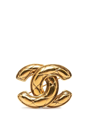 CHANEL Pre-Owned 1950-1970 Gold Plated Quilted CC Brooch costume brooch