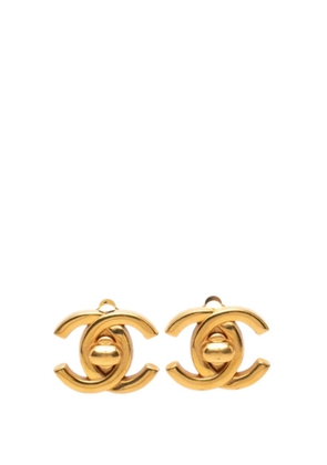 CHANEL Pre-Owned 1996 Gold Plated CC Turnlock Clip On Earrings costume earrings