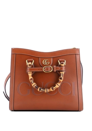 Gucci Pre-Owned Diana NM Logo Bamboo Handle Tote Embossed Leather Small shoulder bag - Brown