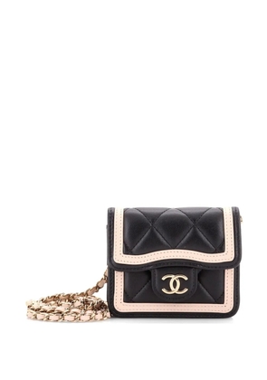 CHANEL Pre-Owned Strip On CC Flap Clutch with Chain Quilted Lambskin crossbody bag - Black