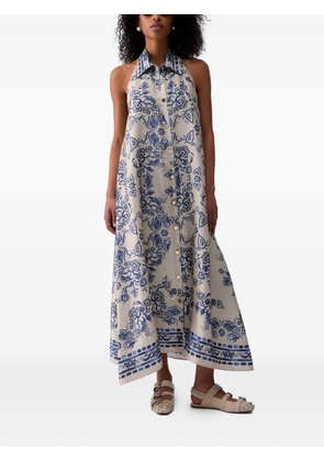 LIU JO printed halterneck maxi dress - White