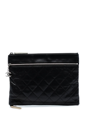 CHANEL Pre-Owned 2013-2014 CC Quilted Lambskin Multi Zip clutch bag - Black