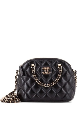CHANEL Pre-Owned CC Dome Zip Clutch with Chain Quilted Shiny Lambskin Mini crossbody bag - Black