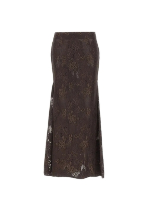 HERSKIND Pelé lace-overlay midi skirt - Brown