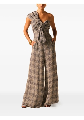 JBQ Eden one-shoulder linen jumpsuit - Blue