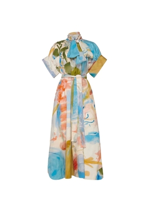 Ulla Johnson Studio tie-neck belted midi dress - Neutrals