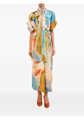 Ulla Johnson Studio tie-neck belted midi dress - Neutrals