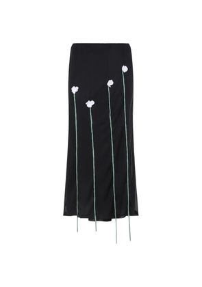 Moschino floral-embellishment midi skirt - Black