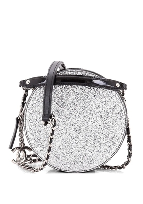 CHANEL Pre-Owned Evening On The Moon Round Evening Bag Glittered PVC with Patent Mini crossbody bag - Black