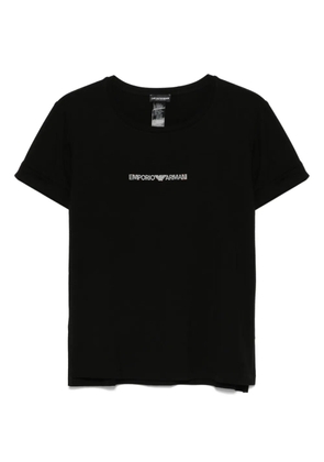 Emporio Armani rhinestone-logo T-shirt - Black