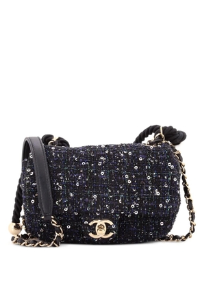 CHANEL Pre-Owned Pearl Handle Flap Bag Quilted Tweed Mini shoulder bag - Black