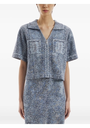 Crush Collection zip-up short-sleeve cardigan - Blue