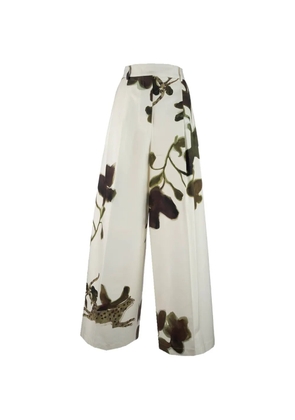 CO.GO floral-detail cotton trousers - Neutrals