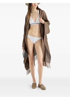 Brunello Cucinelli techno-jersey bikini top with monili - White