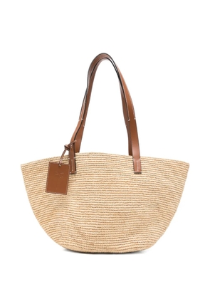 Manebi Basket raffia shoulder bag - Neutrals