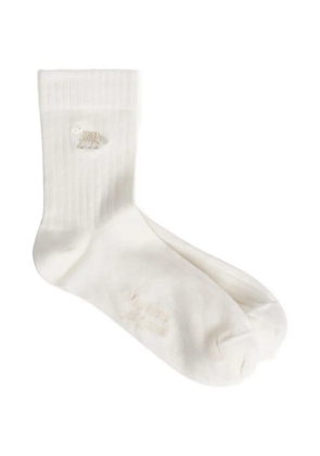 Maison Kitsuné fox ribbed socks - White