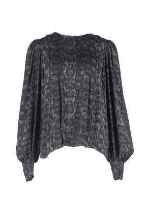 ANINE BING Renee python-print balloon-sleeve top - Grey