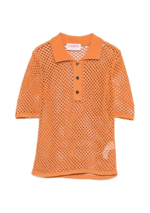 Iceberg buttoned open knit polo shirt - Orange