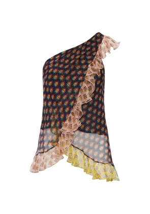 ETRO asymmetric floral print blouse - Black