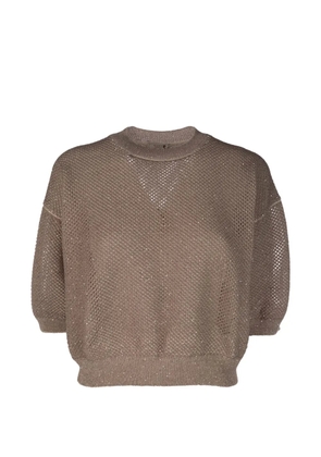 Peserico crew-neck embellished sweater - Brown