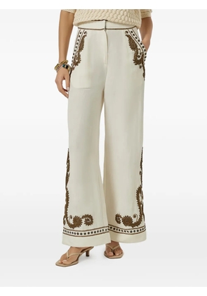 SCARLETT POPPIES embroidered trousers - Neutrals