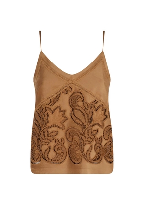 ERMANNO FIRENZE openwork V-neck blouse - Neutrals