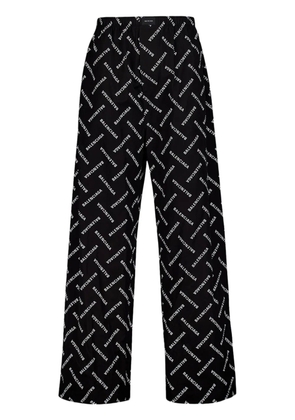 Balenciaga logo-print cotton trousers - Black