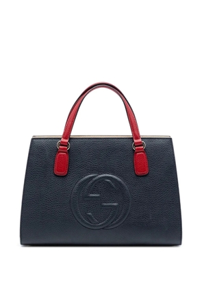 Gucci Pre-Owned 2016-2026 Medium Tricolor Pebbled Calfskin Soho Convertible Top Handle Bag satchel - Blue