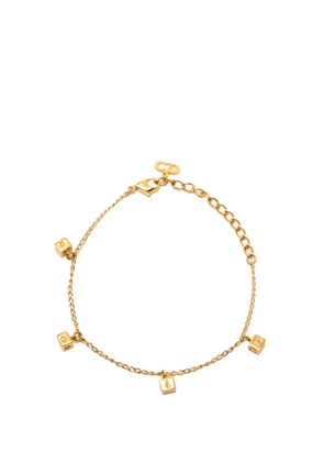 Christian Dior Pre-Owned 2000-2026 Gold Plated Logo Cube Charm Bracelet costume bracelet
