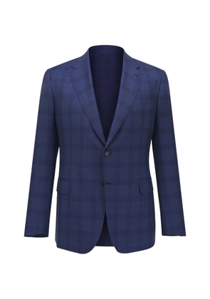 Brioni checked-pattern single-breasted blazer - Blue