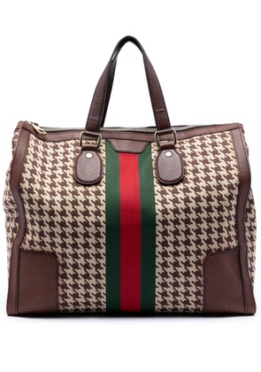 Gucci Pre-Owned 2016-2026 Houndstooth Seventies Canvas Web tote bag - Brown