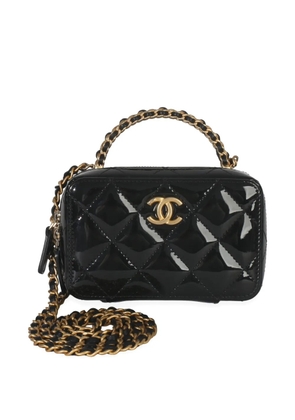 CHANEL Pre-Owned 2021-2025 mini quilted patent-leather tote bag - Black