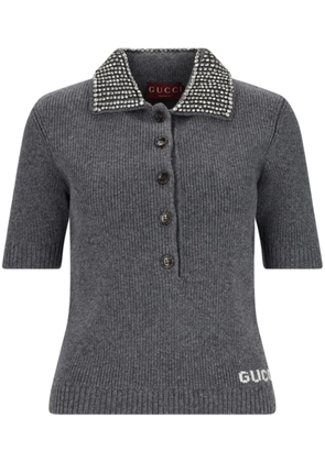 Gucci ribbed wool polo top - Grey