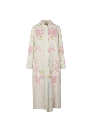Forte Forte floral-embroidered coat - Neutrals
